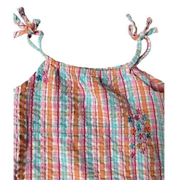 Vintage Y2K OshKosh B'gosh Plaid Ruffle Flower Sundress - Girls Size 5 - Picture 3 of 6